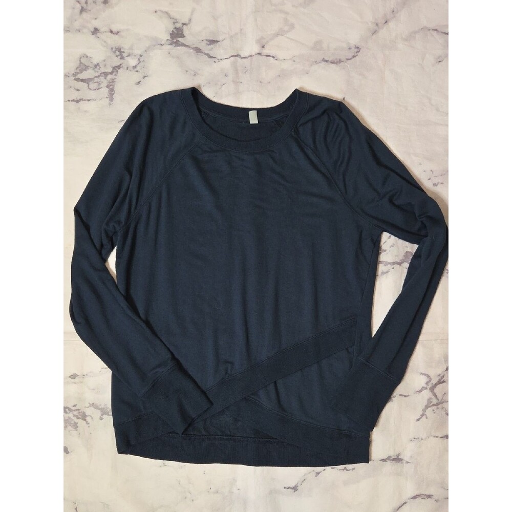 Athleta Criss Cross Tulip Long Sleeve Top In Navy Blue